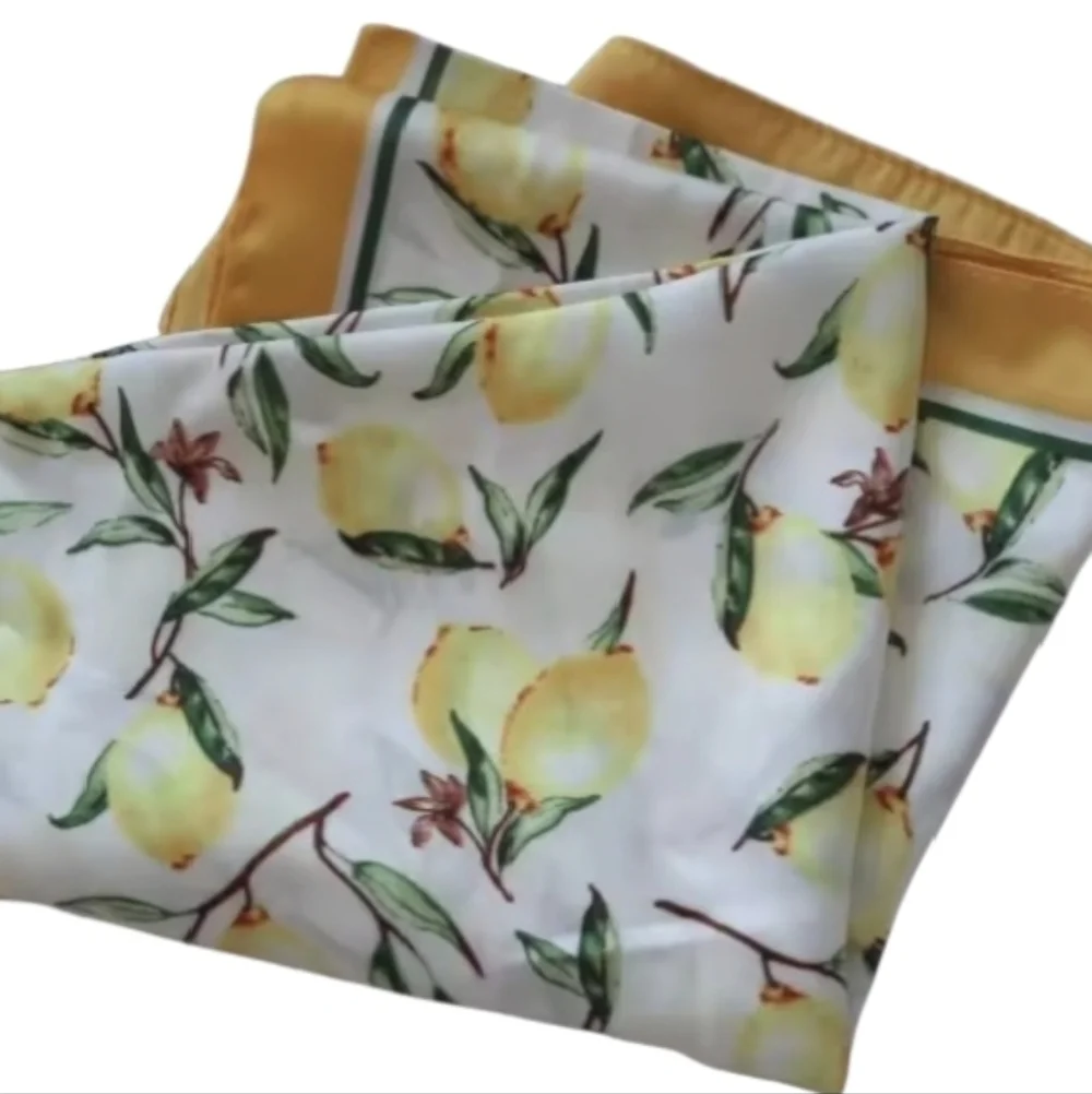 New! Lemon Silk Like Square Scarf Bandana 21